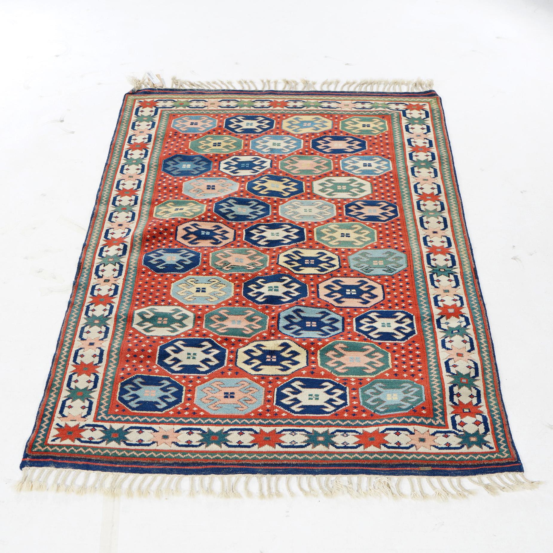  Caucasian Kazak Oriental Wool Rug 20th Century In Good Condition For Sale In Big Flats, NY