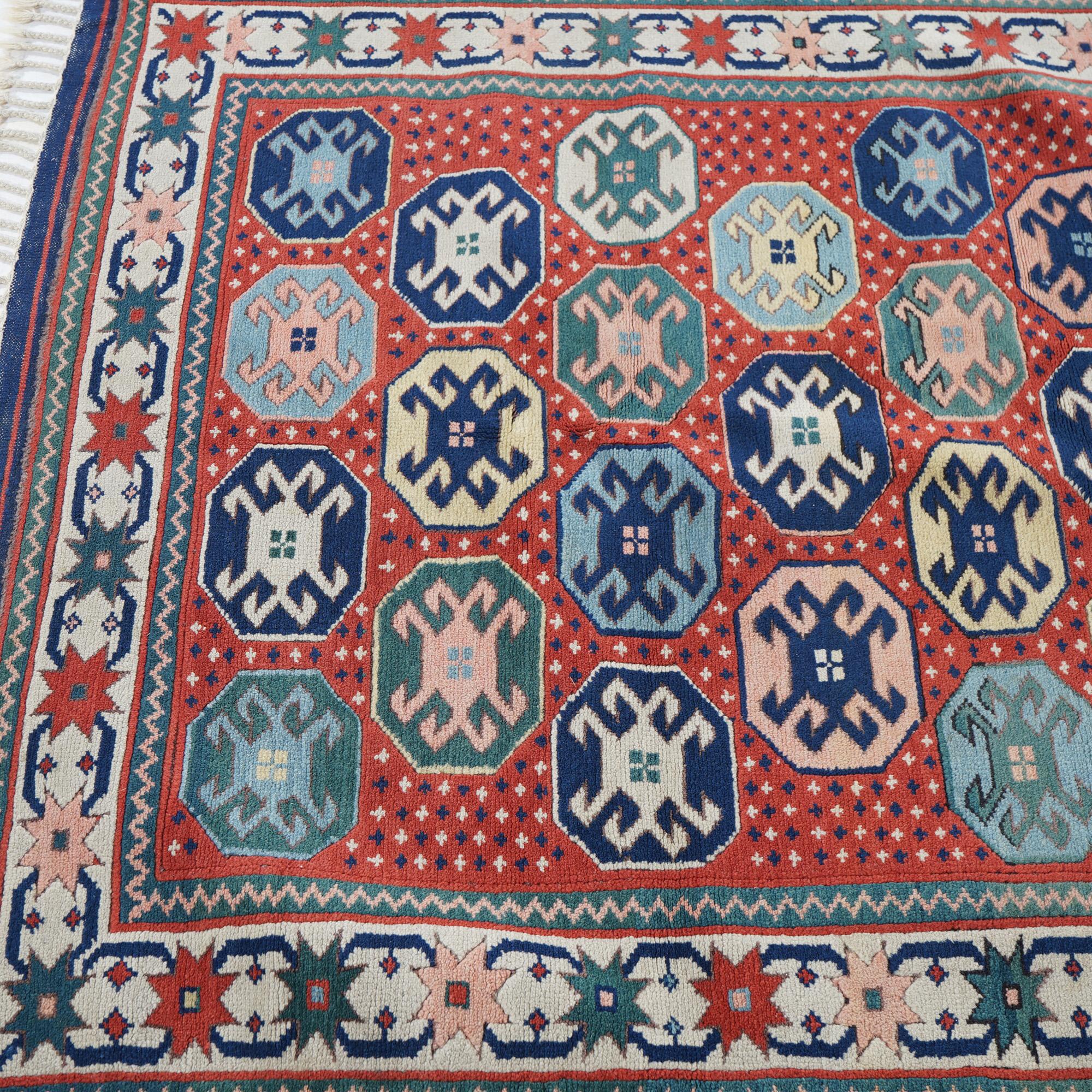 Caucasian Kazak Oriental Wool Rug 20th Century For Sale 4