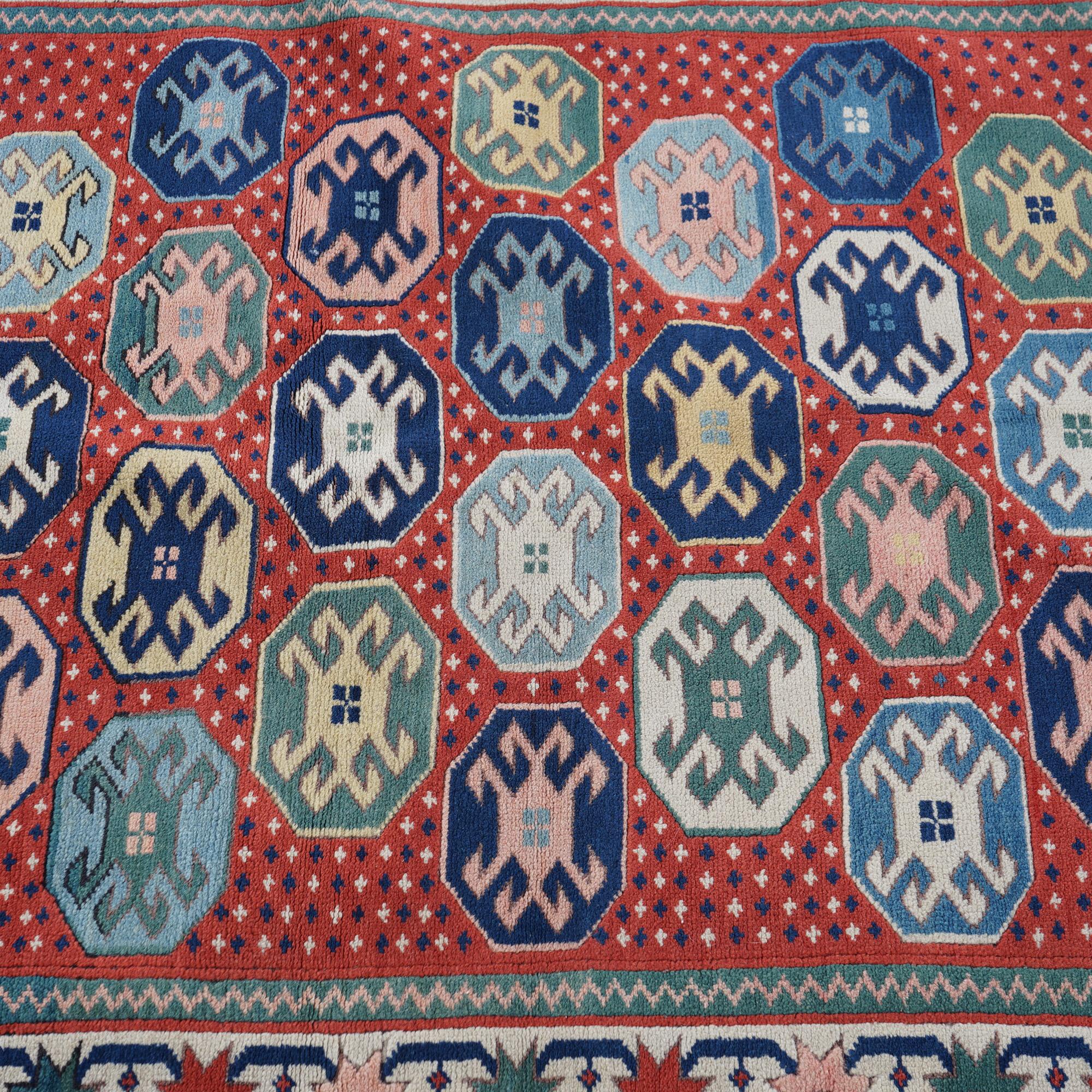  Caucasian Kazak Oriental Wool Rug 20th Century For Sale 5