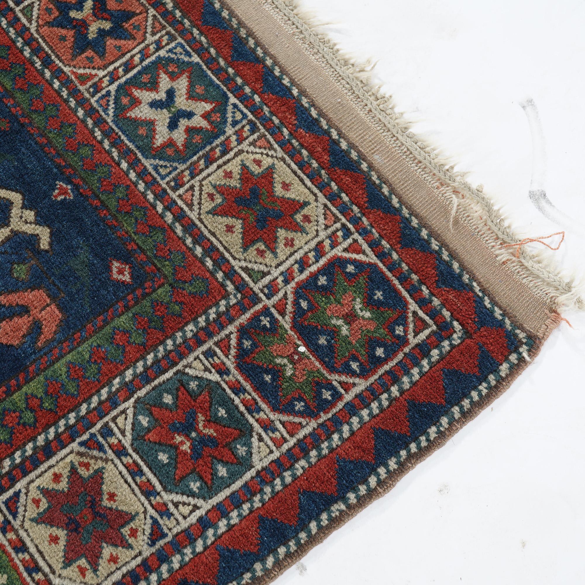 Caucasian Kazak Oriental Wool Rug with Birds & Animals 20th Century 11