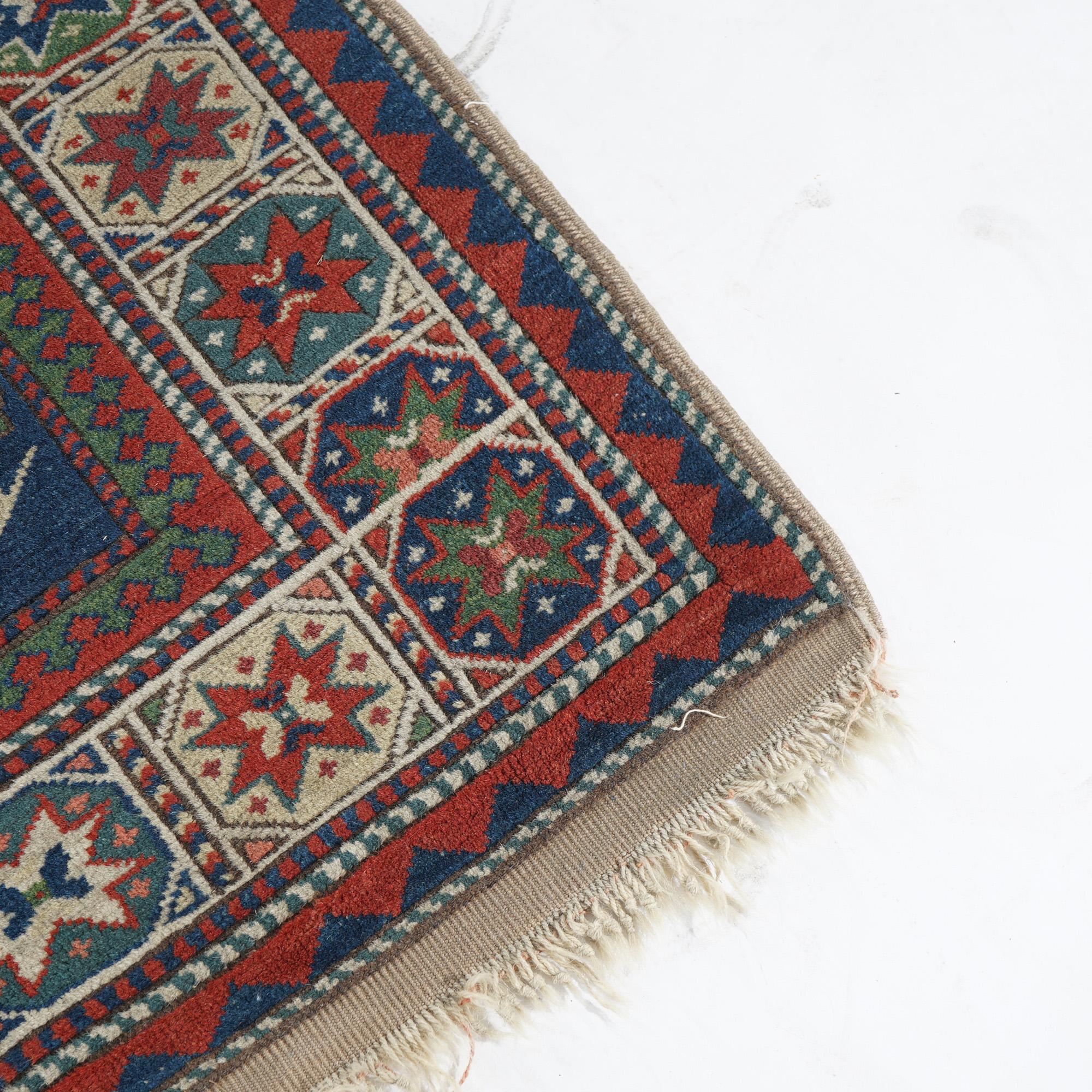 Caucasian Kazak Oriental Wool Rug with Birds & Animals 20th Century 12