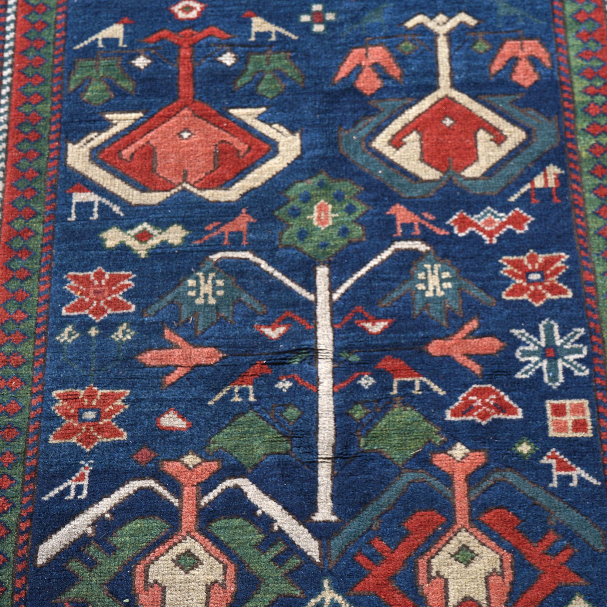 Caucasian Kazak Oriental Wool Rug with Birds & Animals 20th Century 5