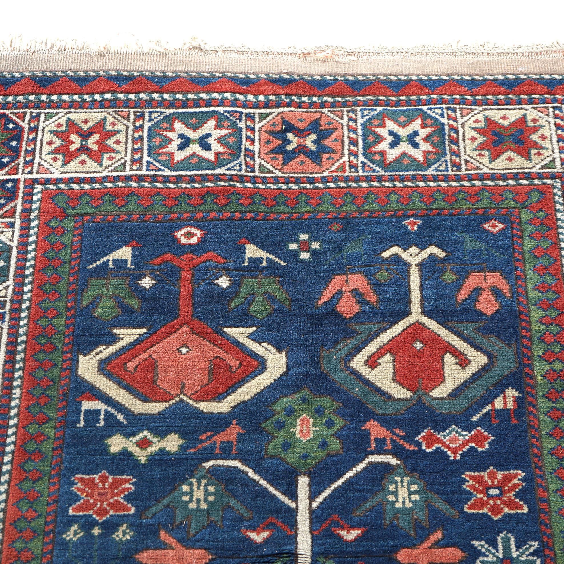 Caucasian Kazak Oriental Wool Rug with Birds & Animals 20th Century 6