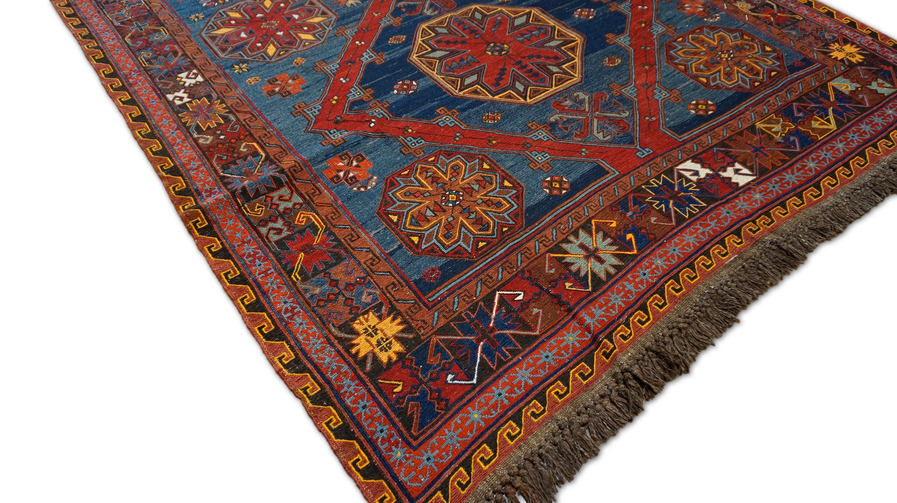 Kaukasischer Wollteppich 6'6''x12'3'' im Zustand „Gut“ im Angebot in Torrance, CA