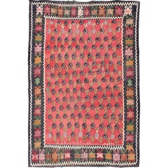 Fine Weave Caucasian Kilim Carpet with Colorful All-Over Design Dated 1937