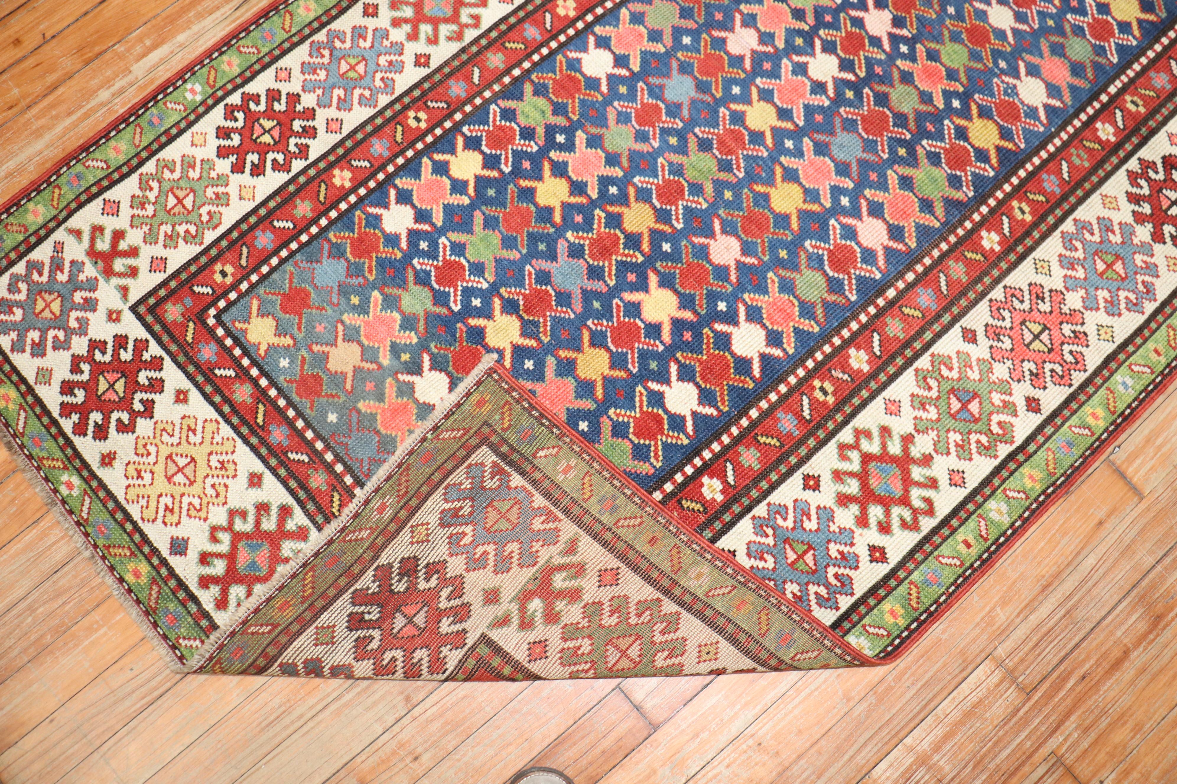 Laine Petit tapis de couloir ancien Kuba du Caucase en vente