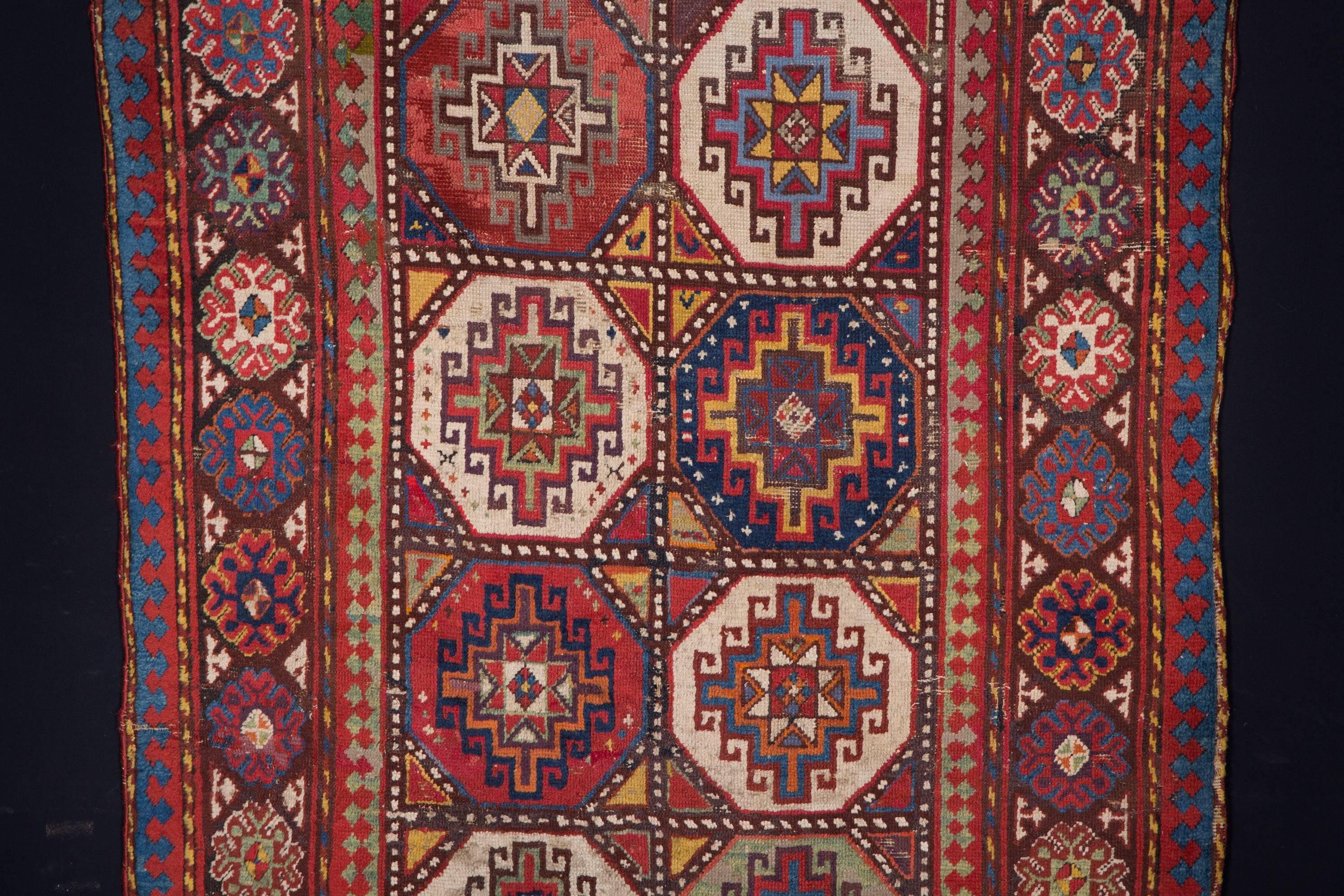 Hand-Knotted Caucasian Moghan Kazak Carpet, circa 1880