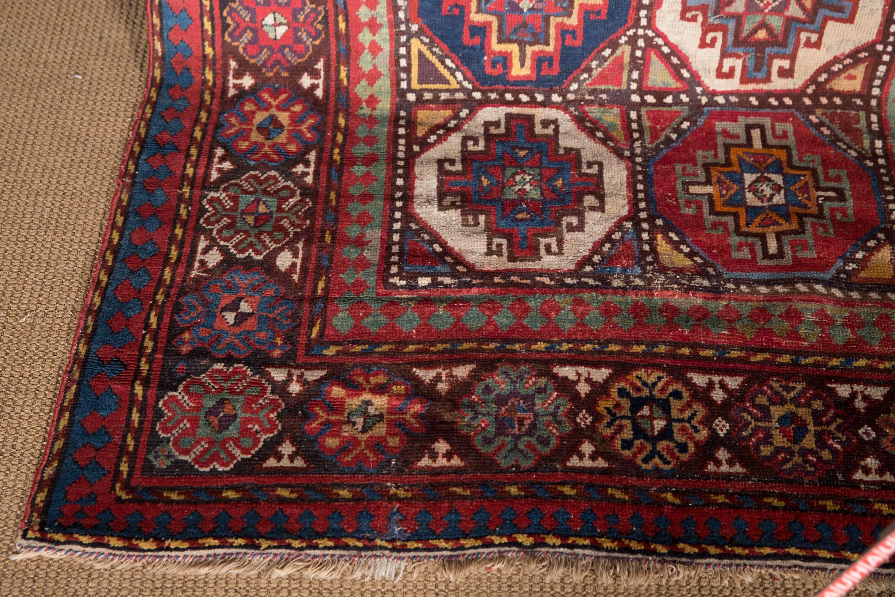 Caucasian Moghan Kazak Carpet, circa 1880 In Fair Condition In Berlin, DE
