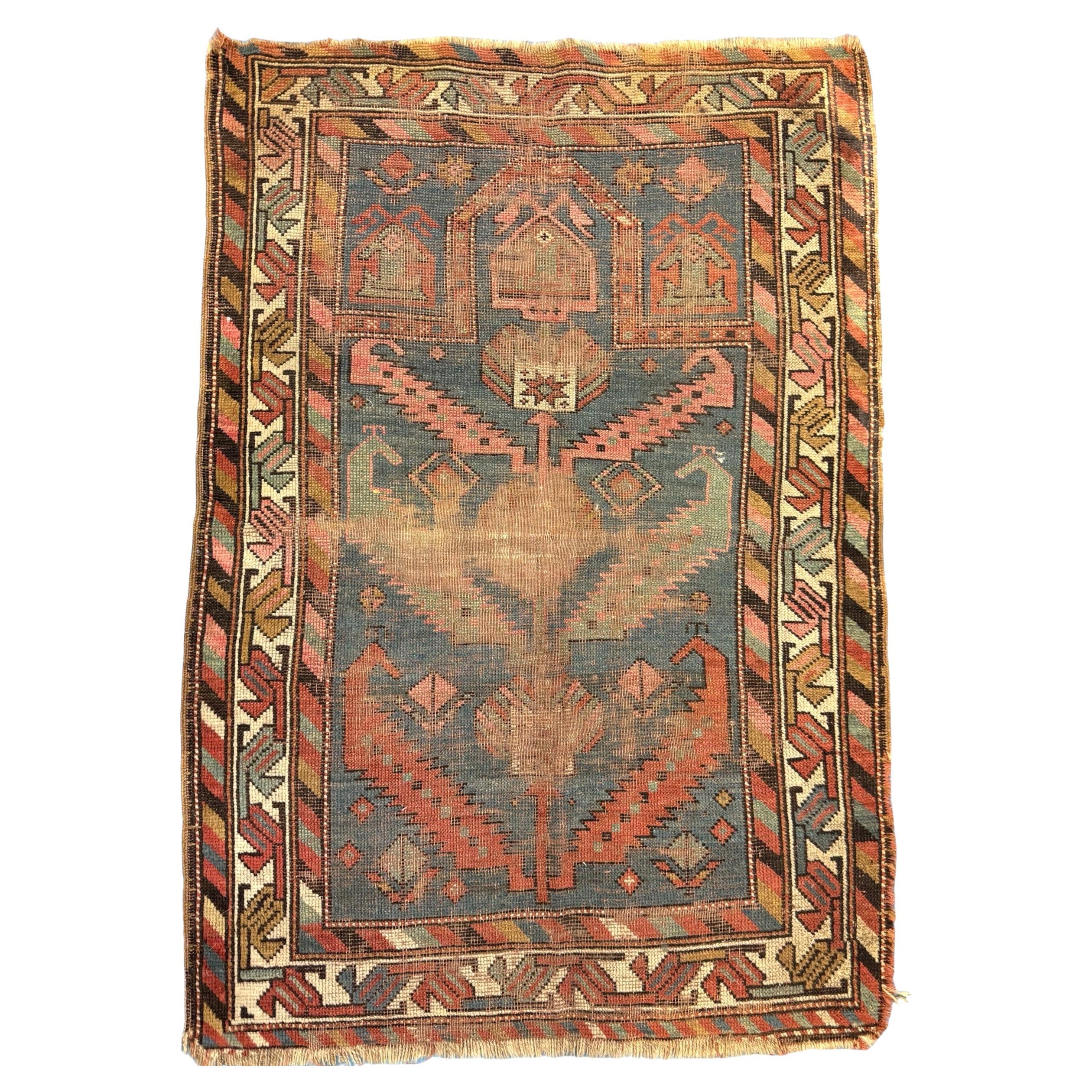 Kaukasischer Gebetsteppich mit schönem Blumenmuster und Farben, ca. 1920er Jahre