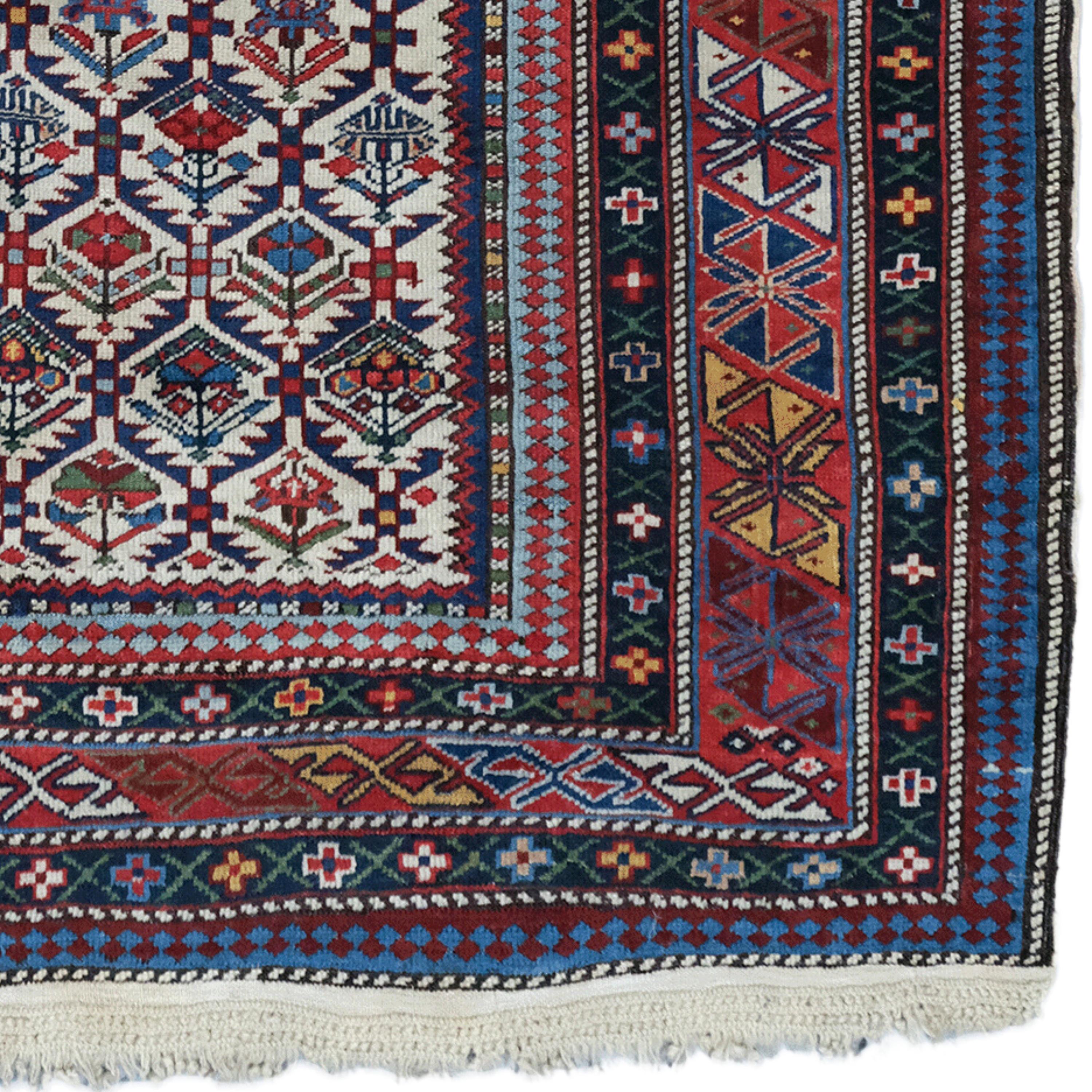 XIXe siècle Tapis caucasien ancien Shirvan daté de 1855 - Tapis caucasien ancien en vente