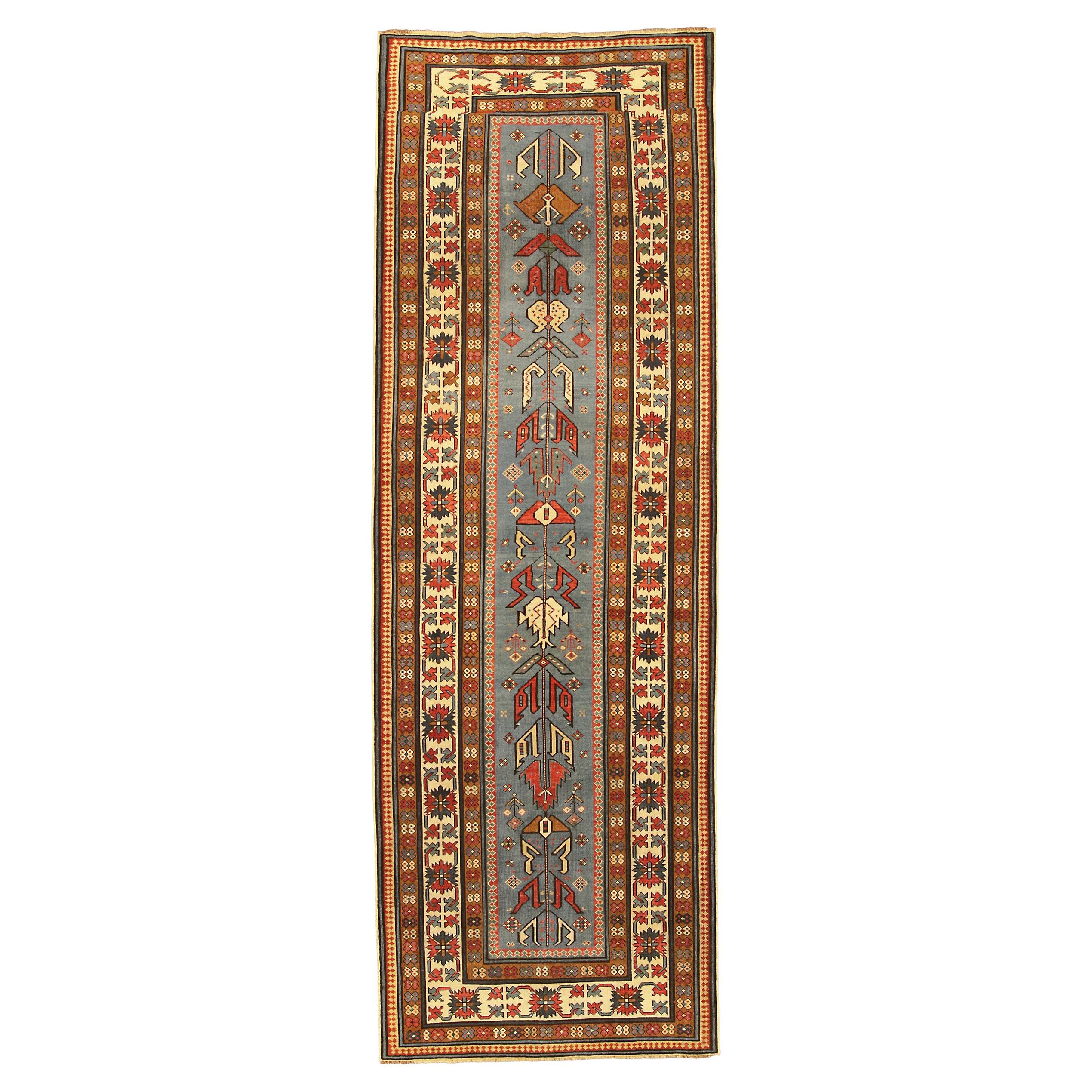 Kaukasischer Kuba-Teppich in Himmelblau (Quba), 19. Jahrhundert im Angebot