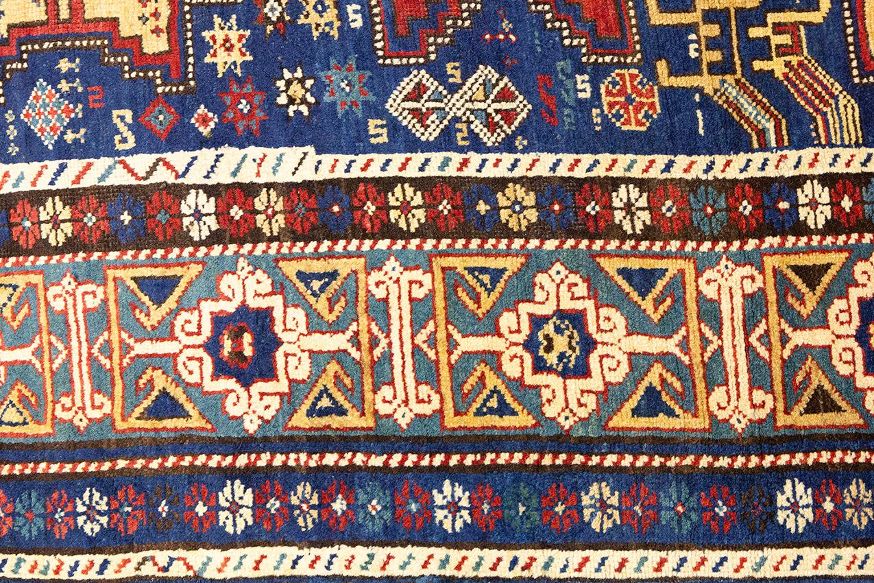 Wool Caucasian Rug Lezghi Runner, 19th Century For Sale