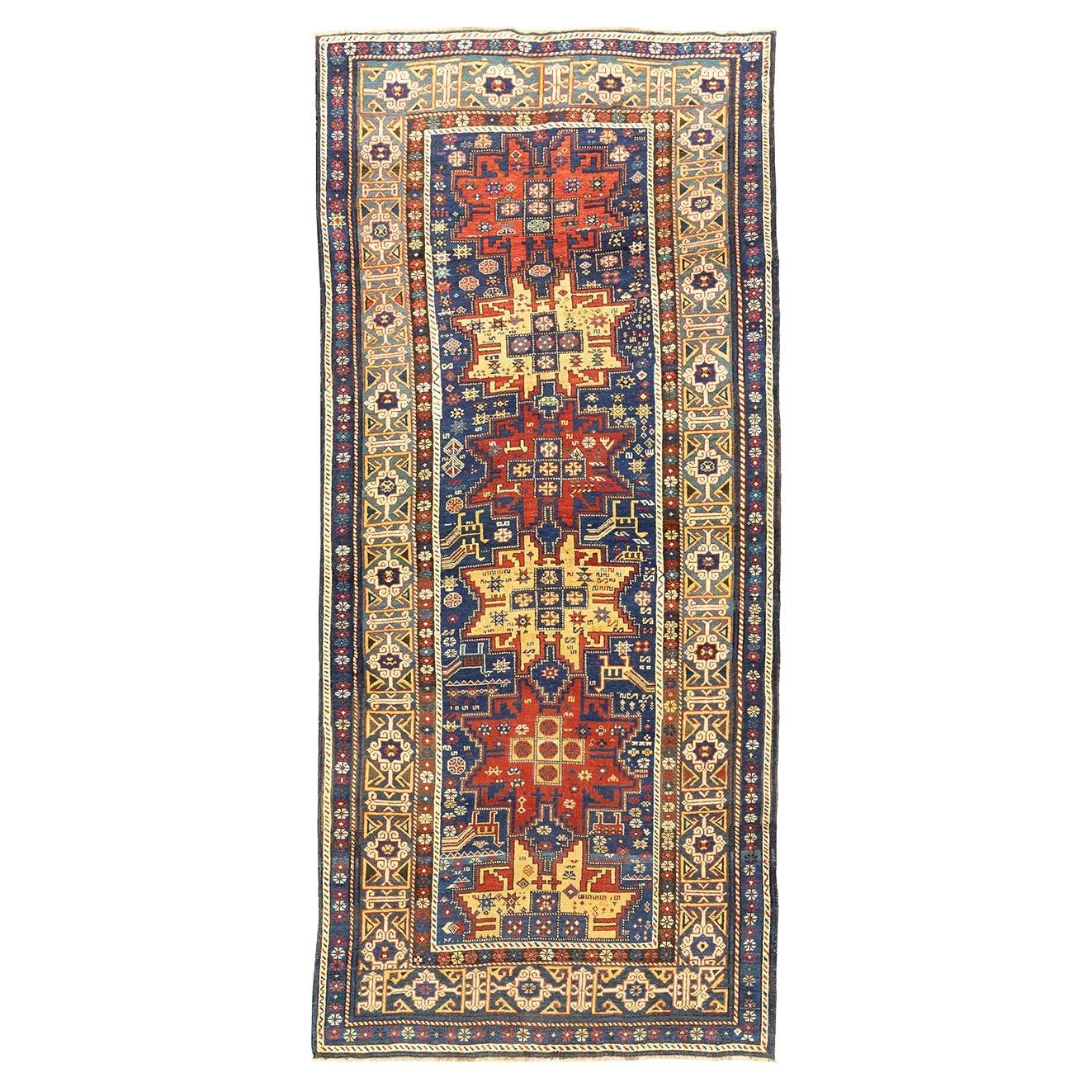 Kaukasischer Teppich Lezghi-Läufer, 19. Jahrhundert im Angebot