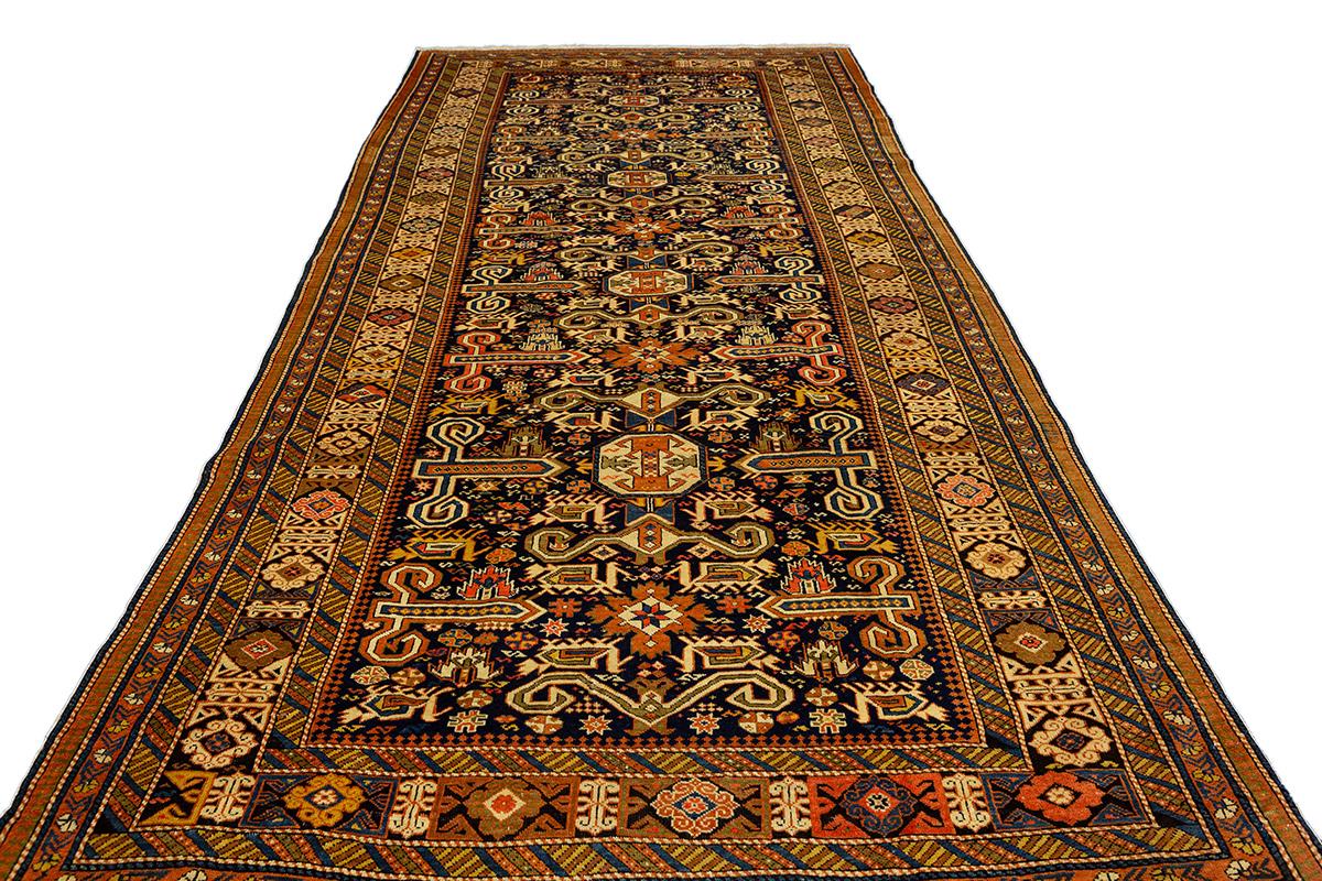 Hand-Knotted Caucasian Rug Perpedil Ram's Horns For Sale