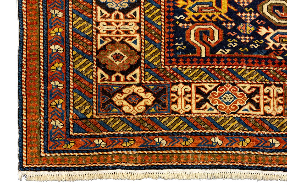 Late 19th Century Caucasian Rug Perpedil Ram's Horns For Sale