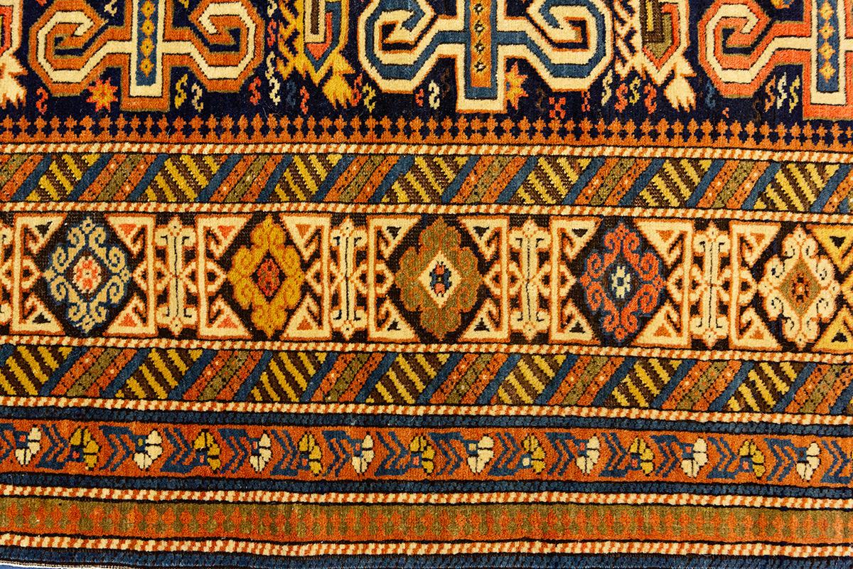 Wool Caucasian Rug Perpedil Ram's Horns For Sale