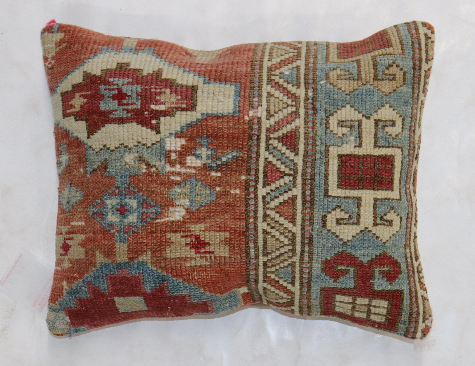 Asian Caucasian Rug Rustic Pillow For Sale