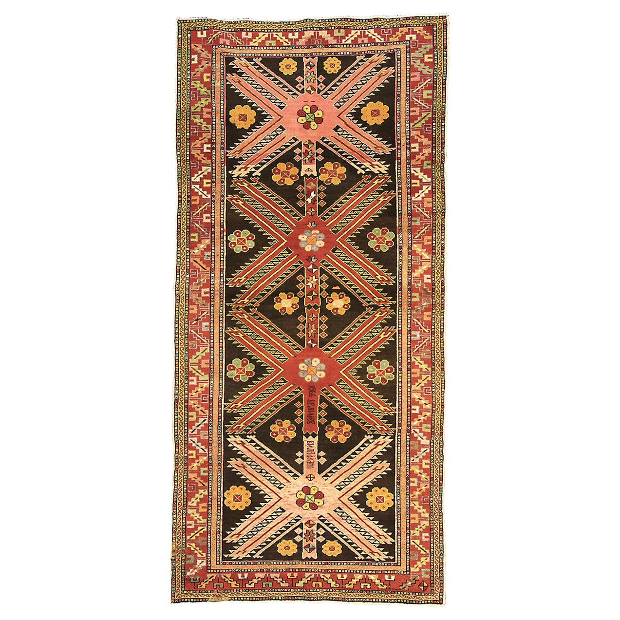 Alfombra caucásica con firma, ca. 1940