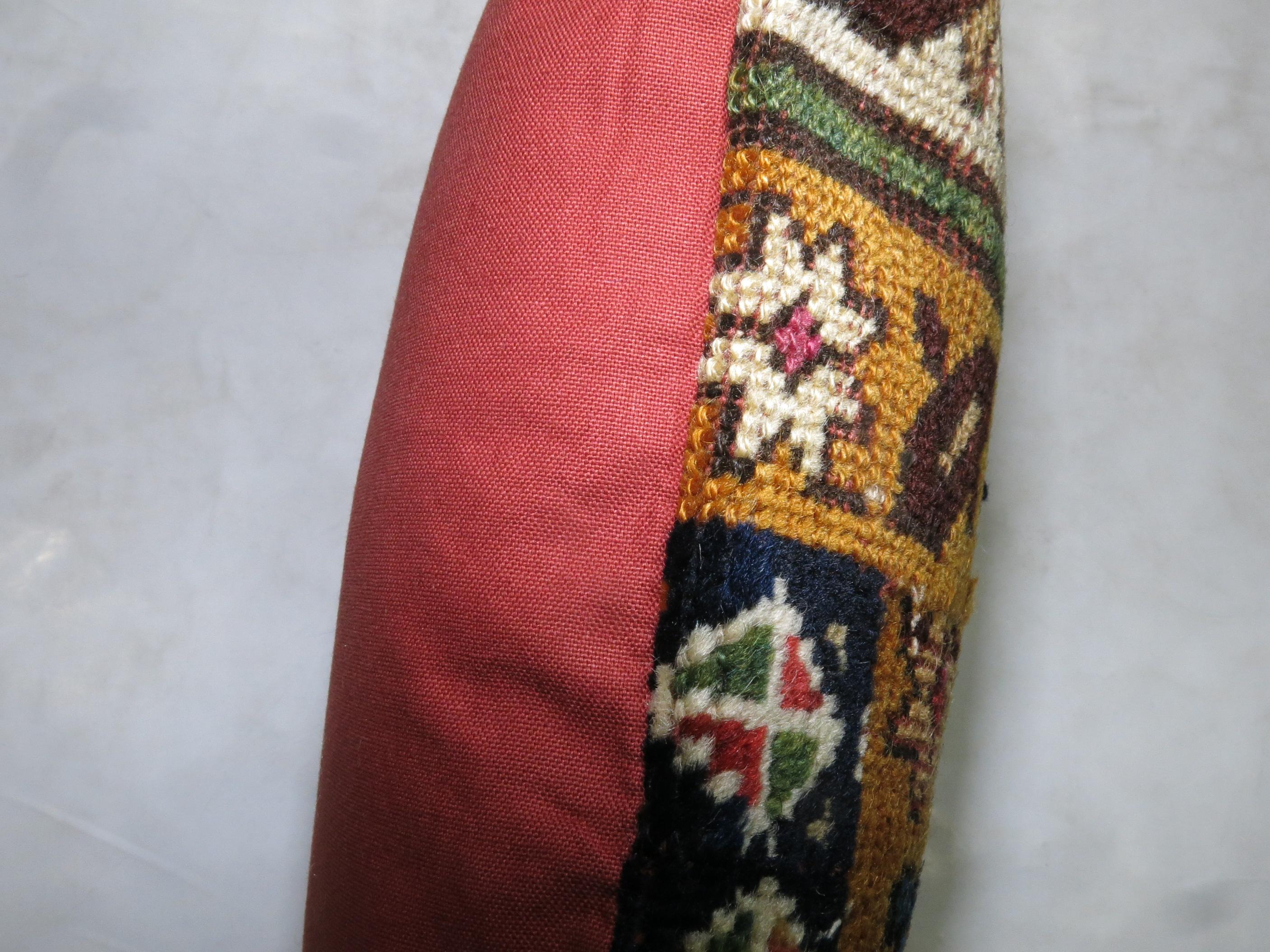Pillow made from an antique Caucasian Shirvan rug with zipper closure included.