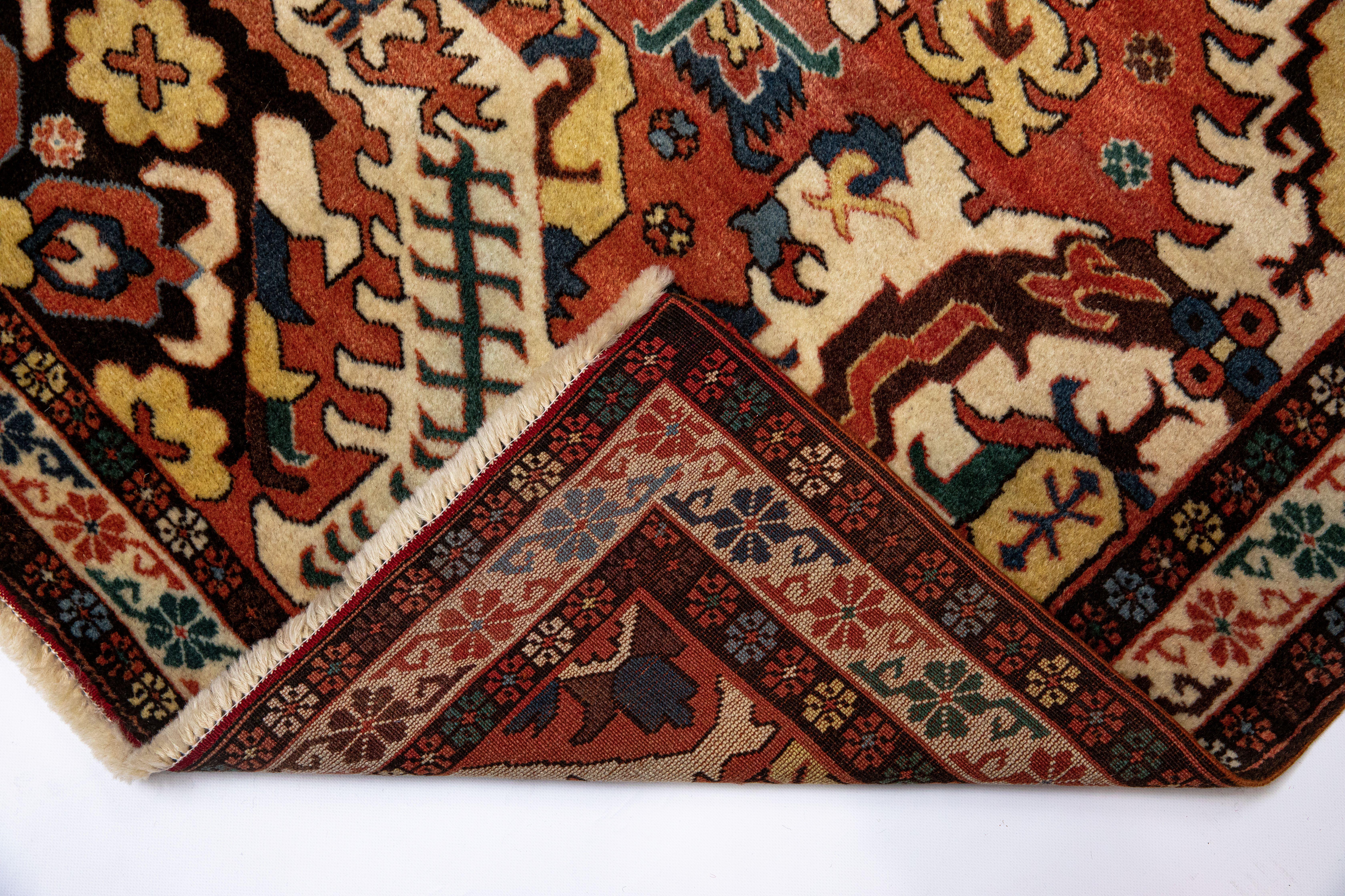 Museum curated Chelaberd “ Eagle Kazak “ traditional caucasian handmade carpet. For Sale 3
