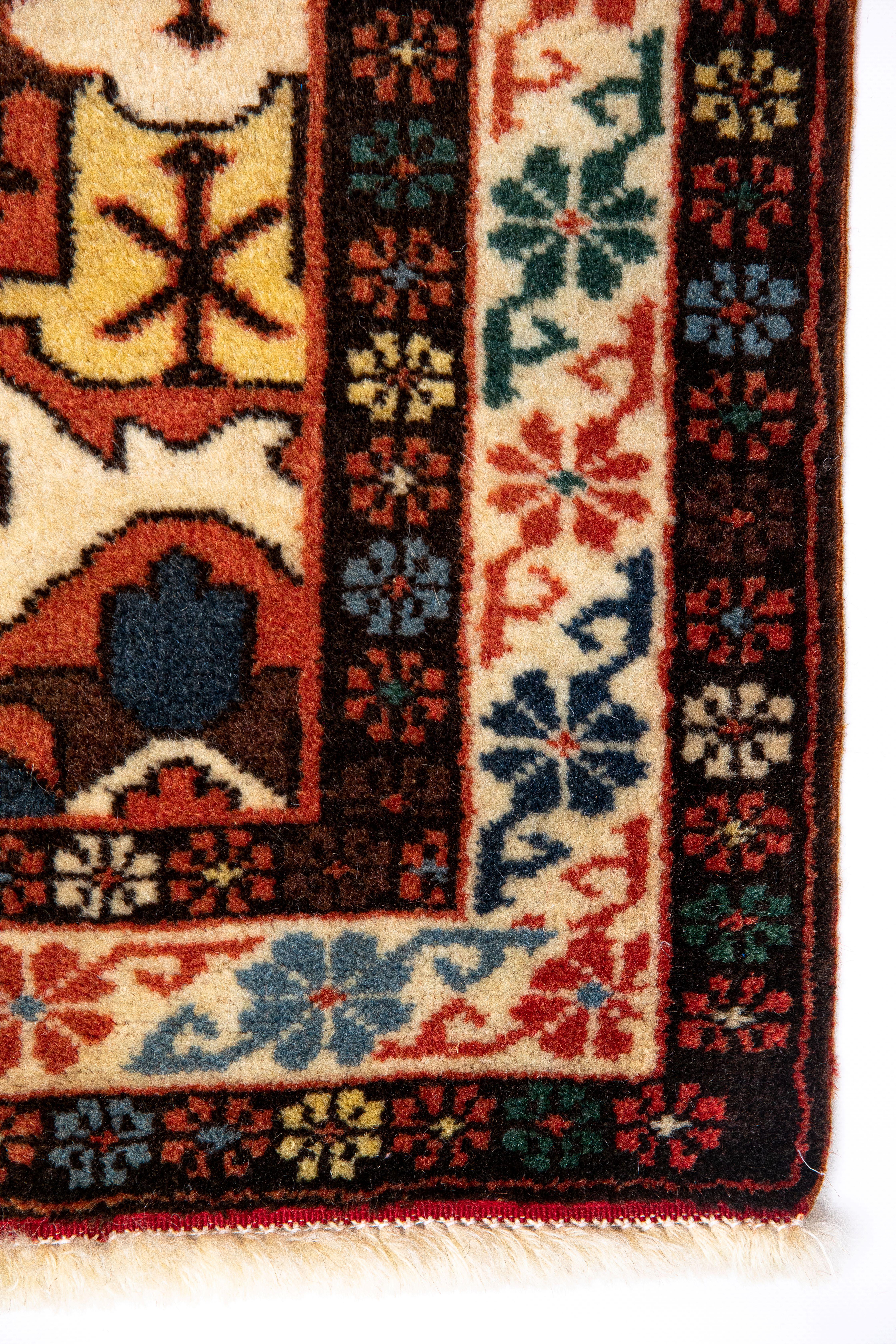 Hand-Knotted Museum curated Chelaberd “ Eagle Kazak “ traditional caucasian handmade carpet. For Sale