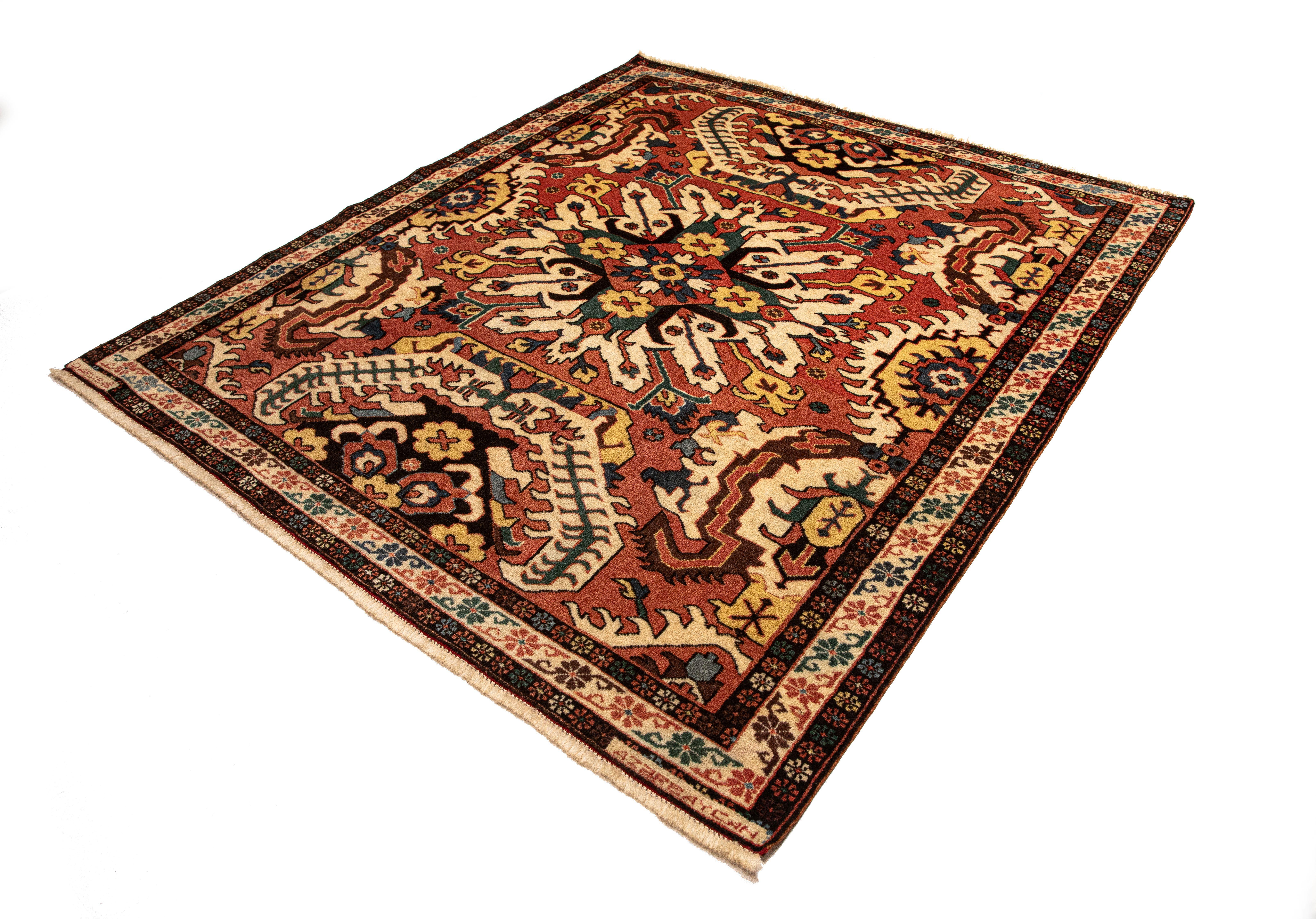 Das Museum kuratierte Chelaberd Adler Kazak, traditioneller kaukasischer handgefertigter Teppich. im Zustand „Hervorragend“ im Angebot in WYNNUM, QLD