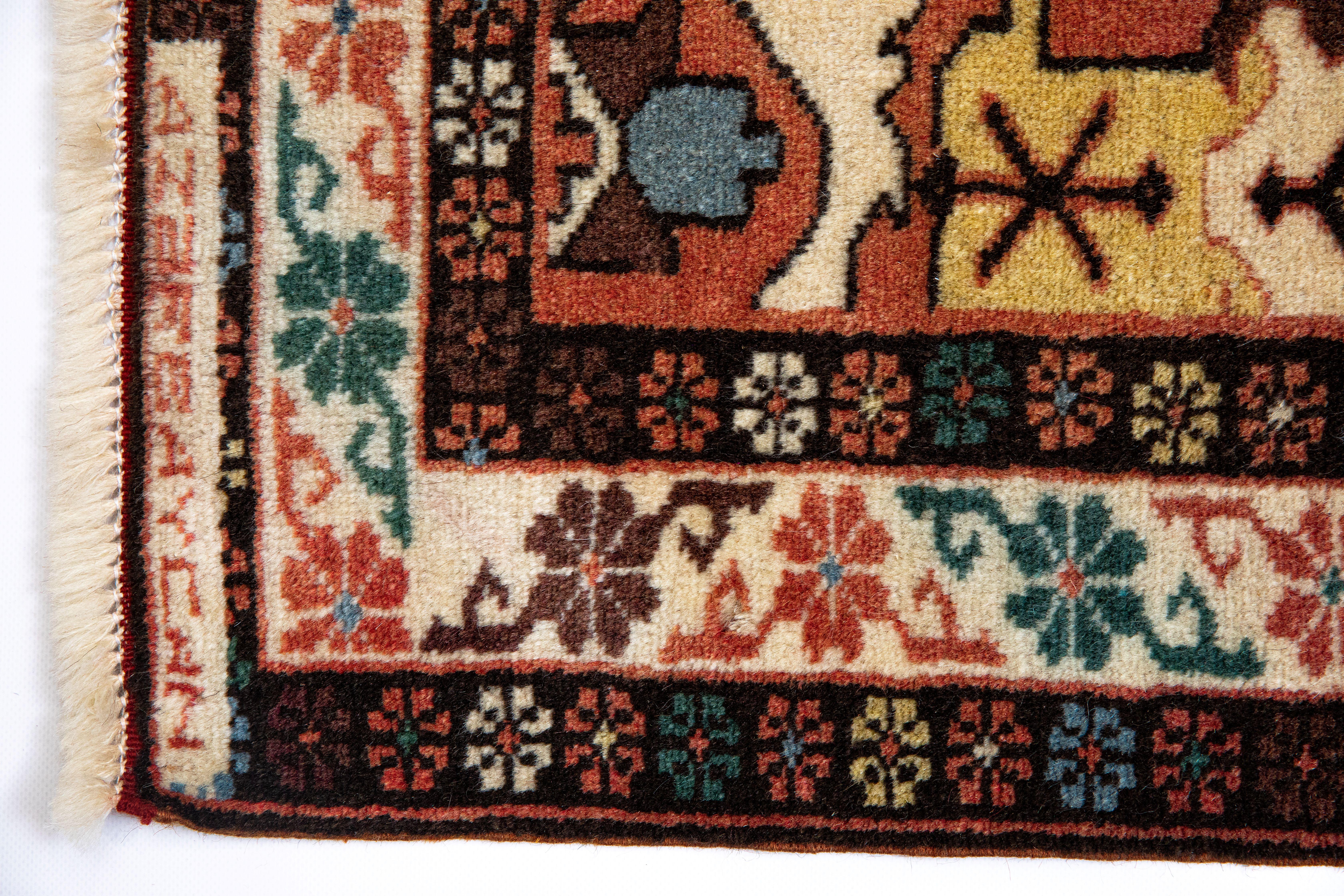 Museum curated Chelaberd “ Eagle Kazak “ traditional caucasian handmade carpet. For Sale 1
