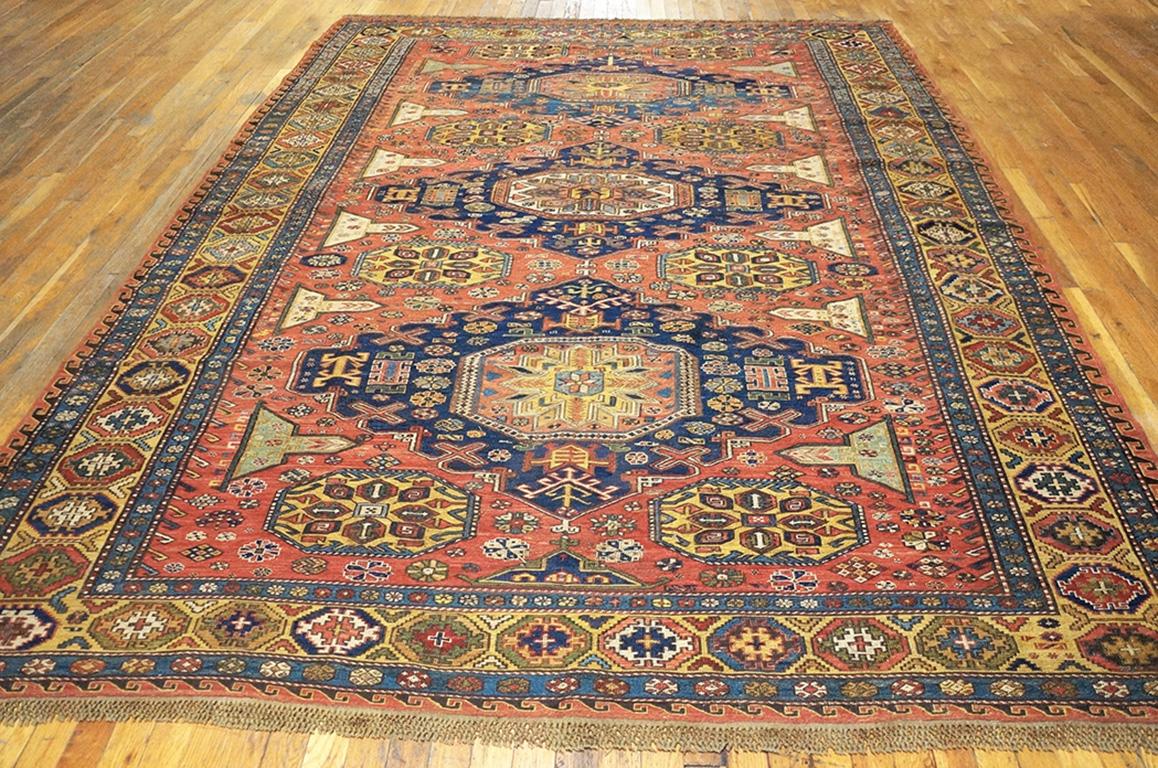 Hand-Woven 19th Century Caucasian Sumak Carpet ( 7'4