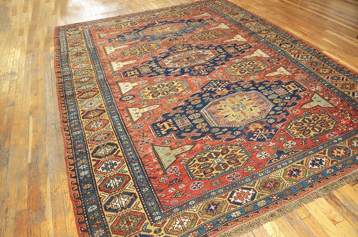 19th Century Caucasian Sumak Carpet ( 7'4