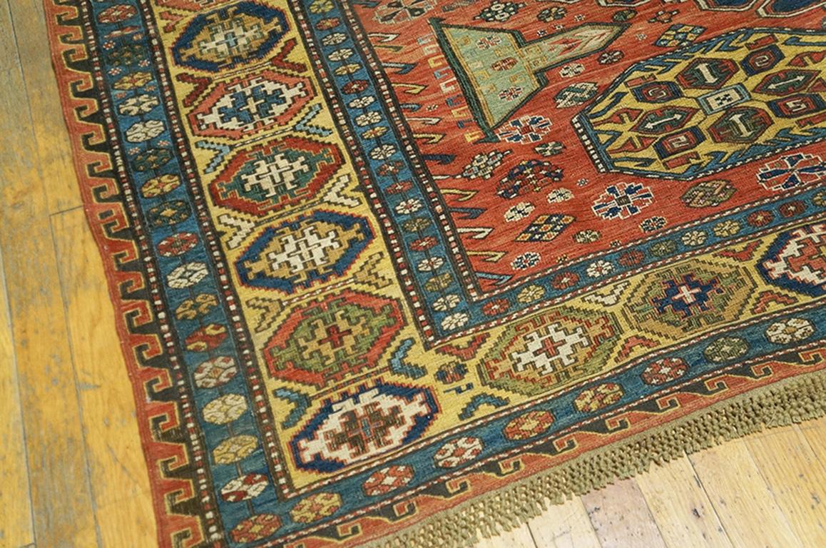 Wool 19th Century Caucasian Sumak Carpet ( 7'4