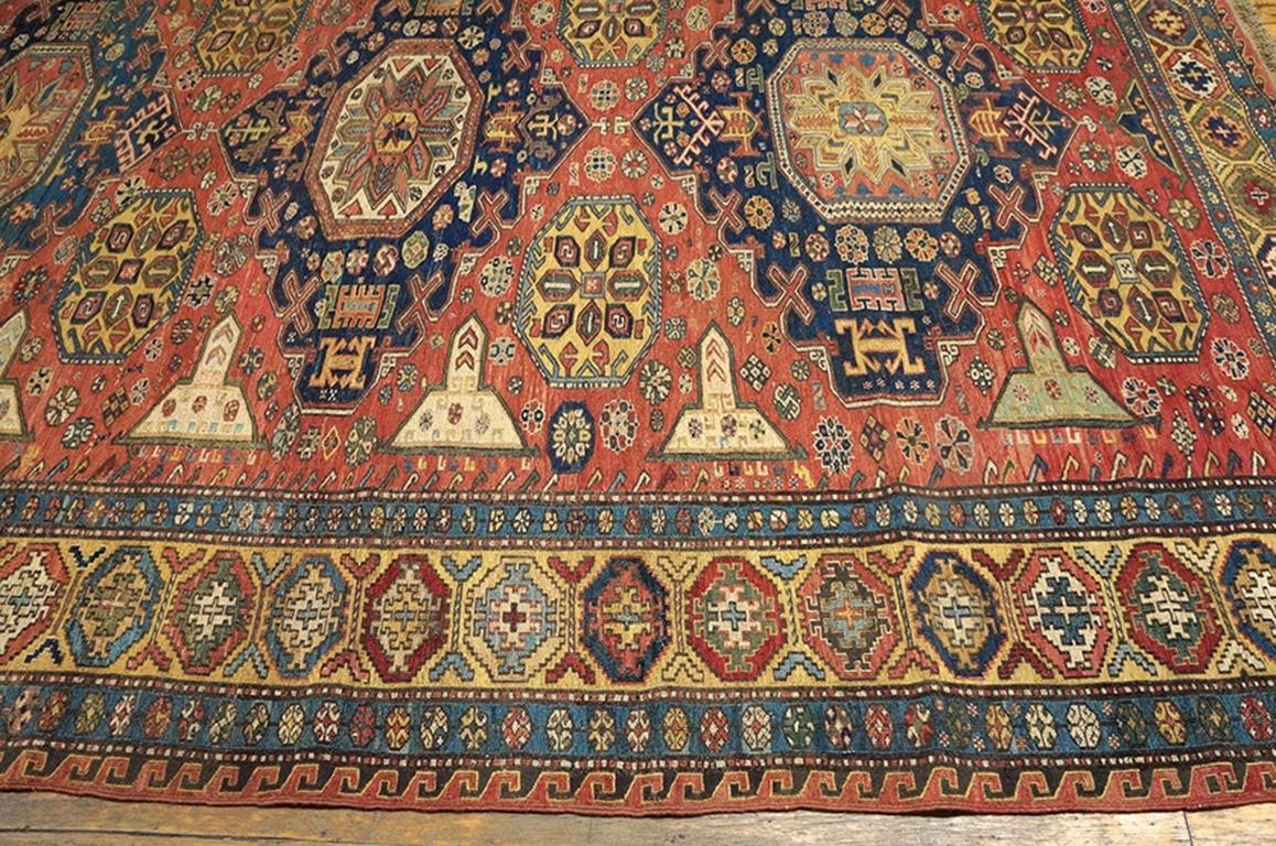 19th Century Caucasian Sumak Carpet ( 7'4