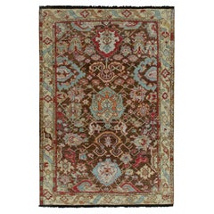 Caucasian Style Rug in Brown, Blue and Red Floral Pattern by Rug & Kilim