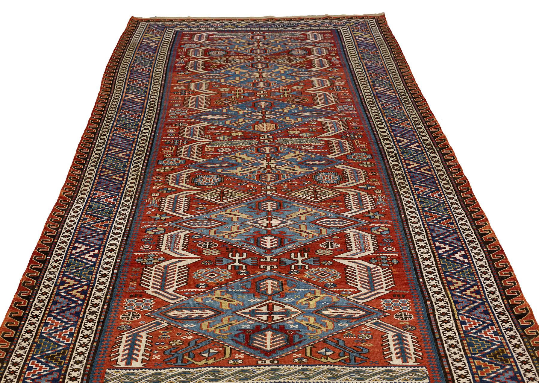 Hand-Knotted Caucasian Sumak Rug For Sale