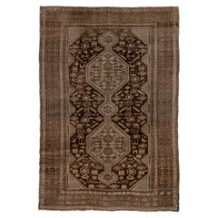 Antique Caucasian Tribal Rug in Olives and Browns