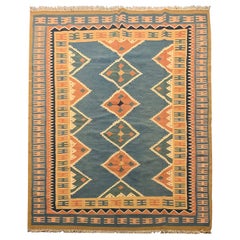 Kaukasischer Vintage-Kelim-Teppich Handgefertigter orientalischer traditioneller Teppich