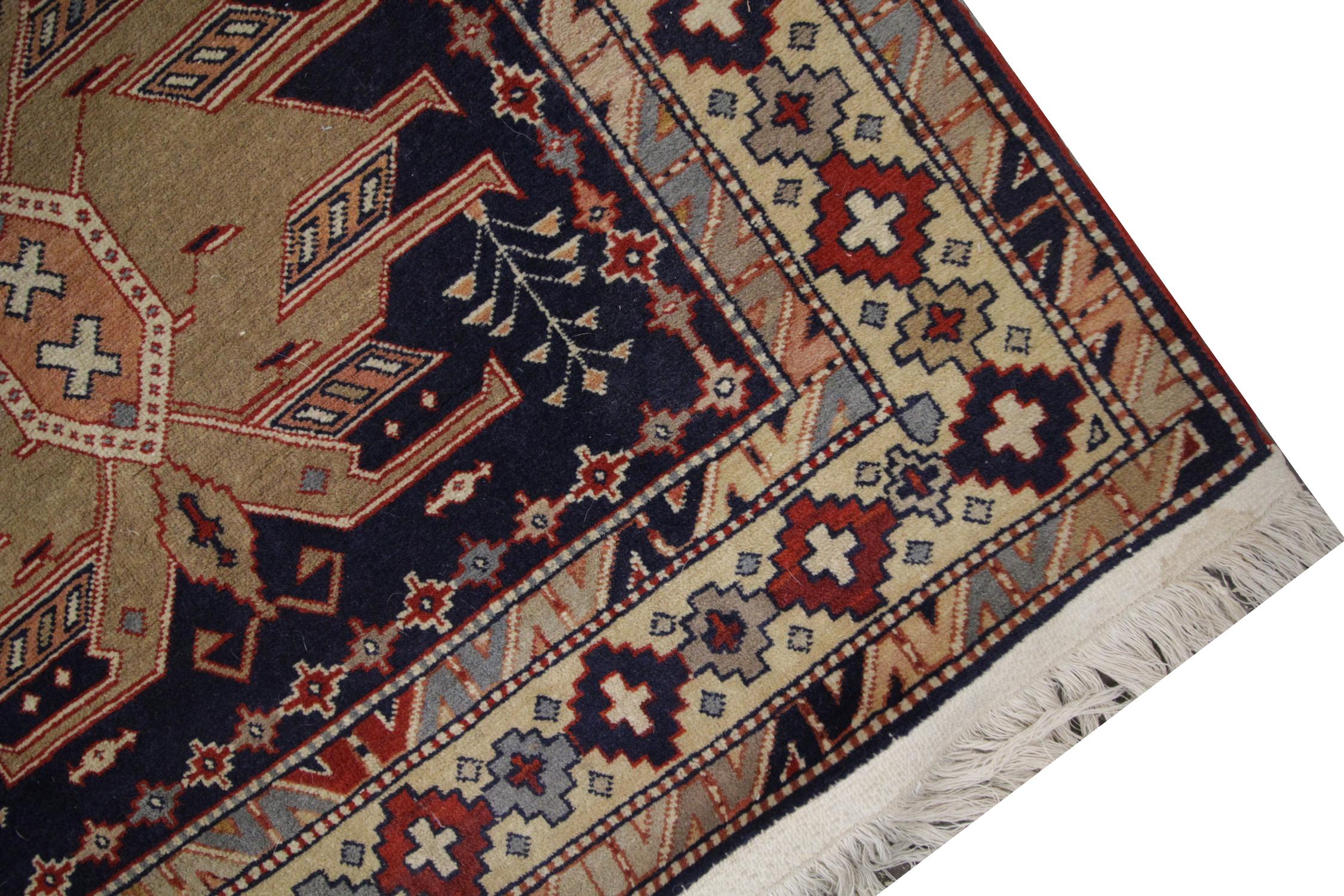 Rustic Caucasian Vintage Runner Rug, Handmade Carpet Oriental Rug Wool Stair Runner