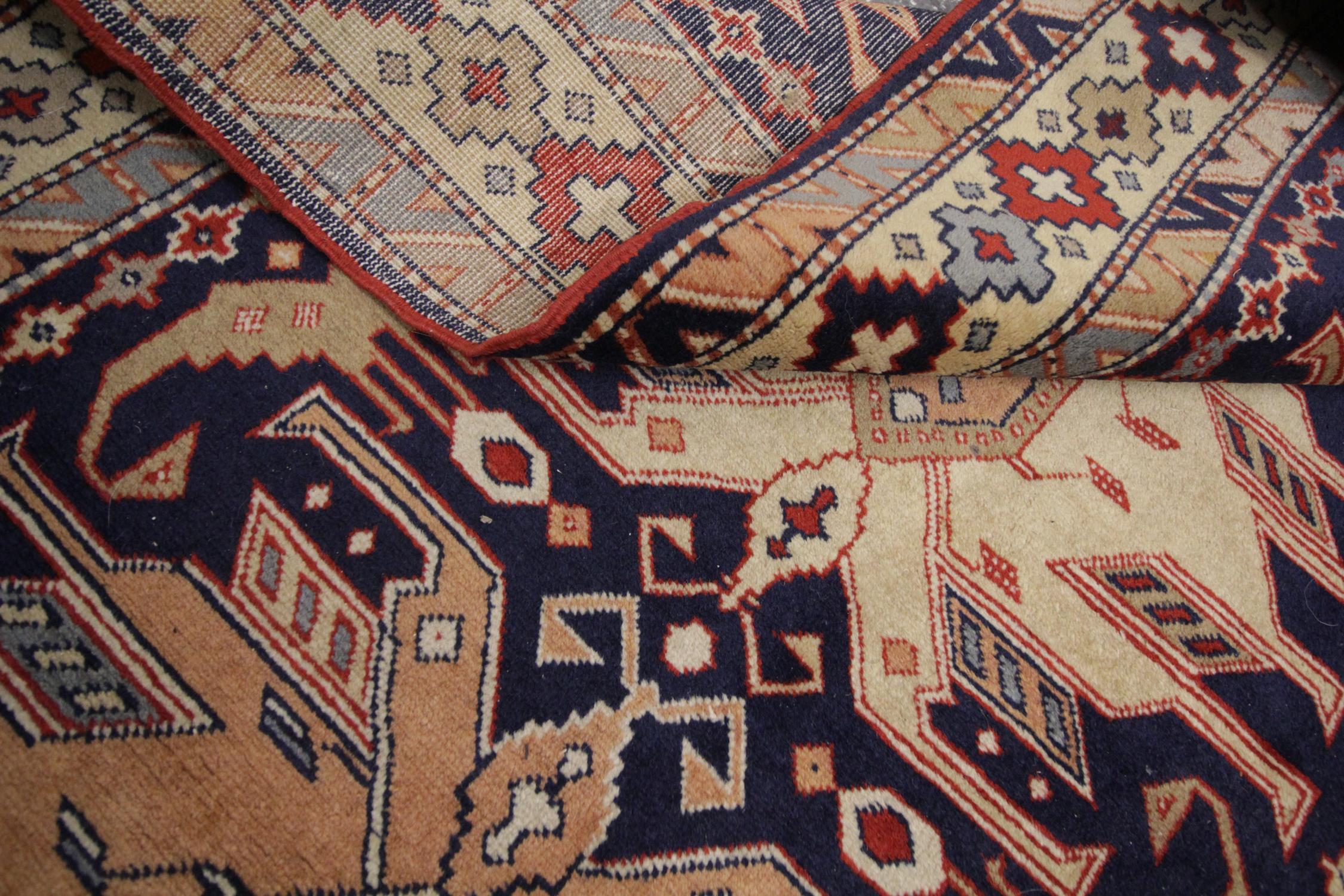 Caucasian Vintage Runner Rug, Handmade Carpet Oriental Rug Wool Stair Runner 1