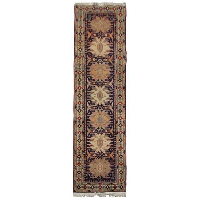 Caucasian Vintage Runner Rug, Handmade Carpet Oriental Rug Wool Stair ...