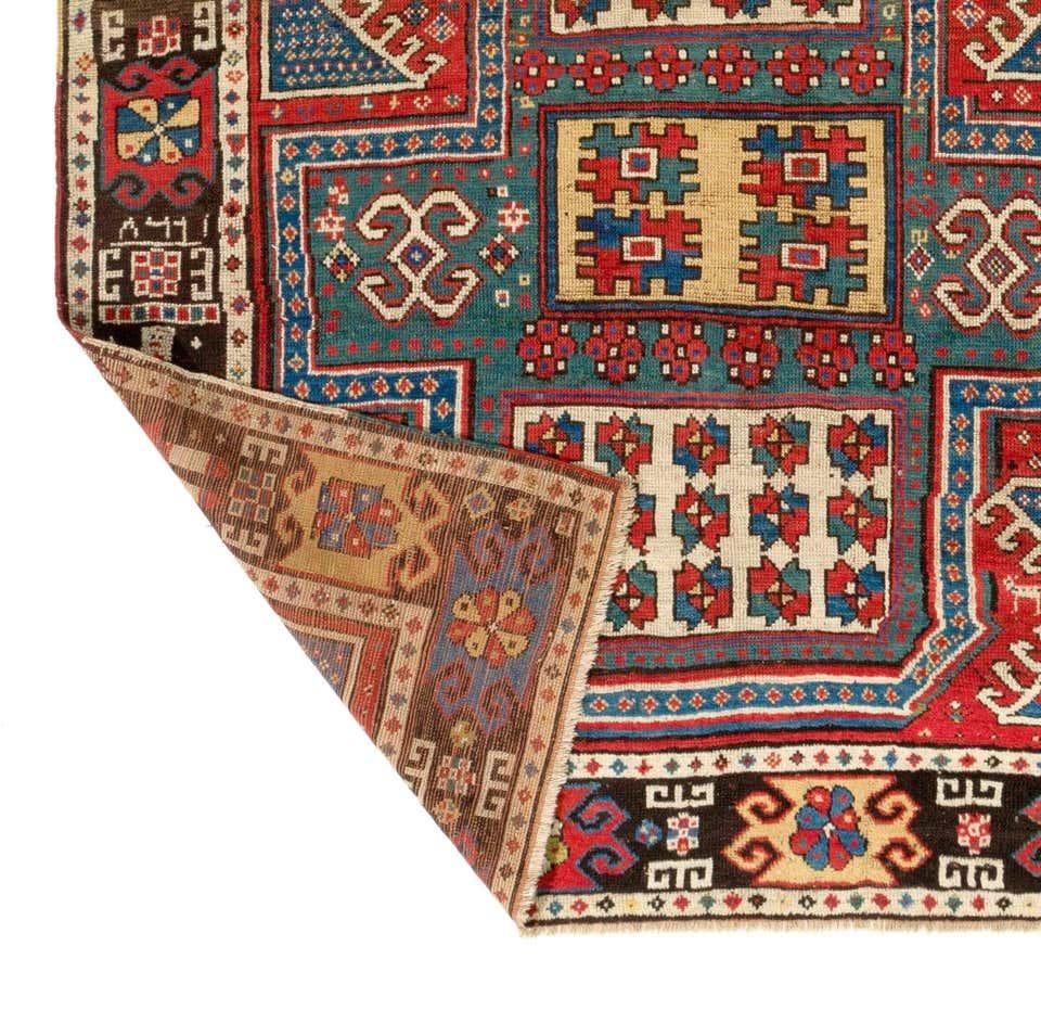 Hand-Knotted Caucasian Wedding Rug, The Best of a Small Group of Sewan Kazak Rugs, Dated 1860 For Sale
