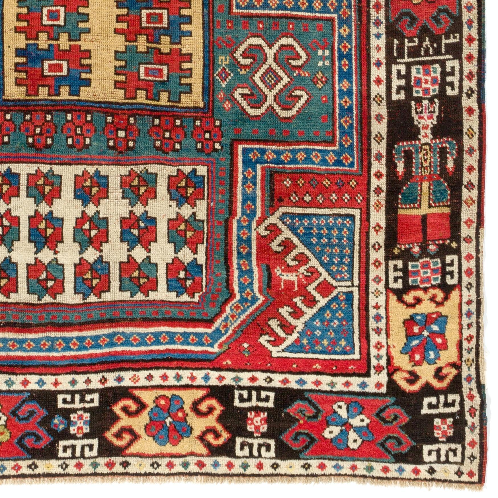 19th Century Caucasian Wedding Rug, The Best of a Small Group of Sewan Kazak Rugs, Dated 1860 For Sale