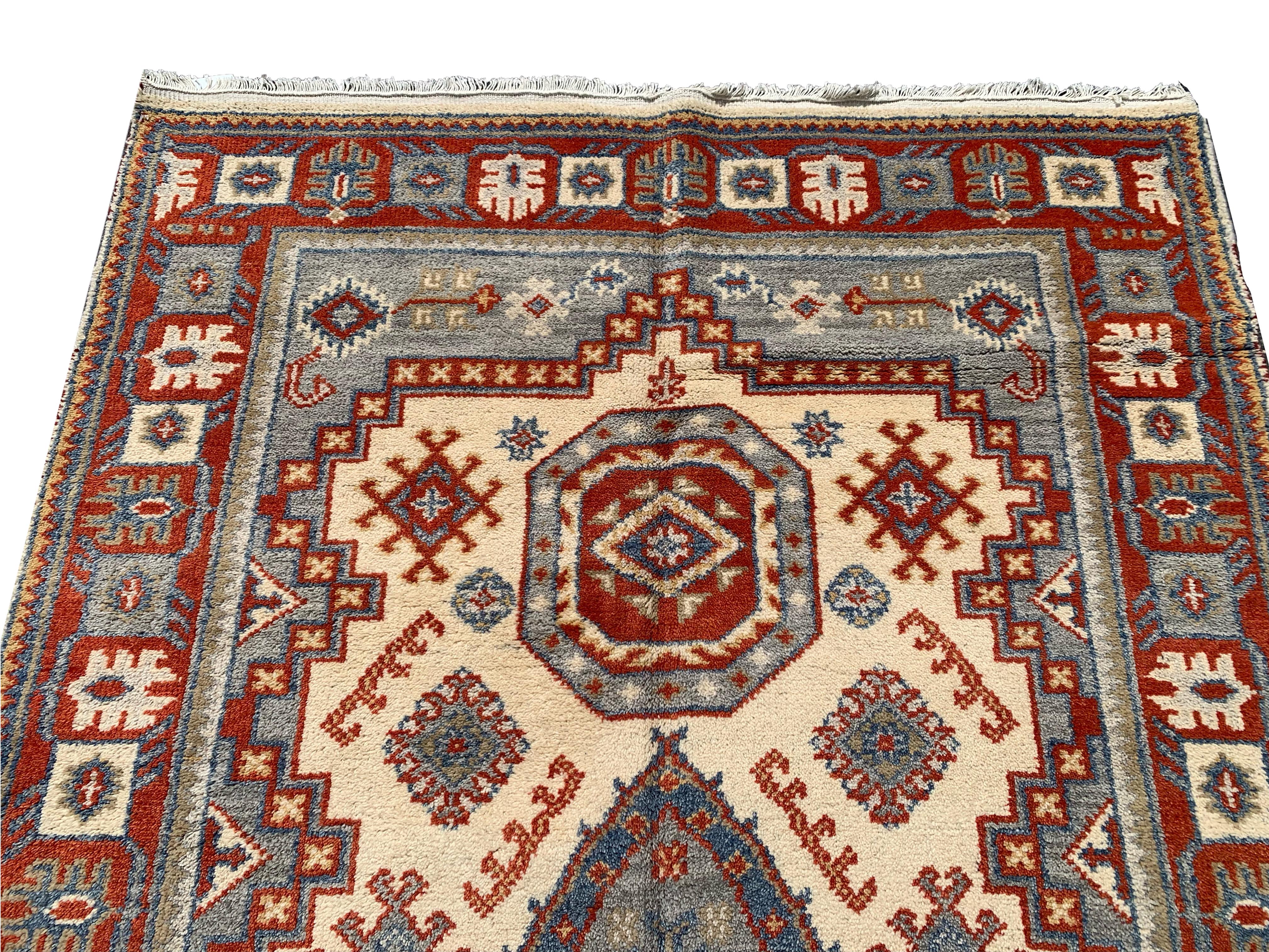 Hand-Knotted Caucasus Kazak  For Sale