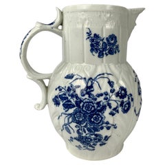 Caughley Blue and White Mask-Spout Pitcher Printed Flowers