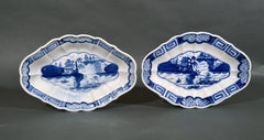 Piatti in porcellana Caughley Porcelain dipinti a cineserie del XVIII secolo