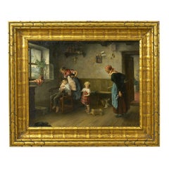 “Caught Smoking” Interior Oil Painting by Arthur Keller (American, 1866-1924)