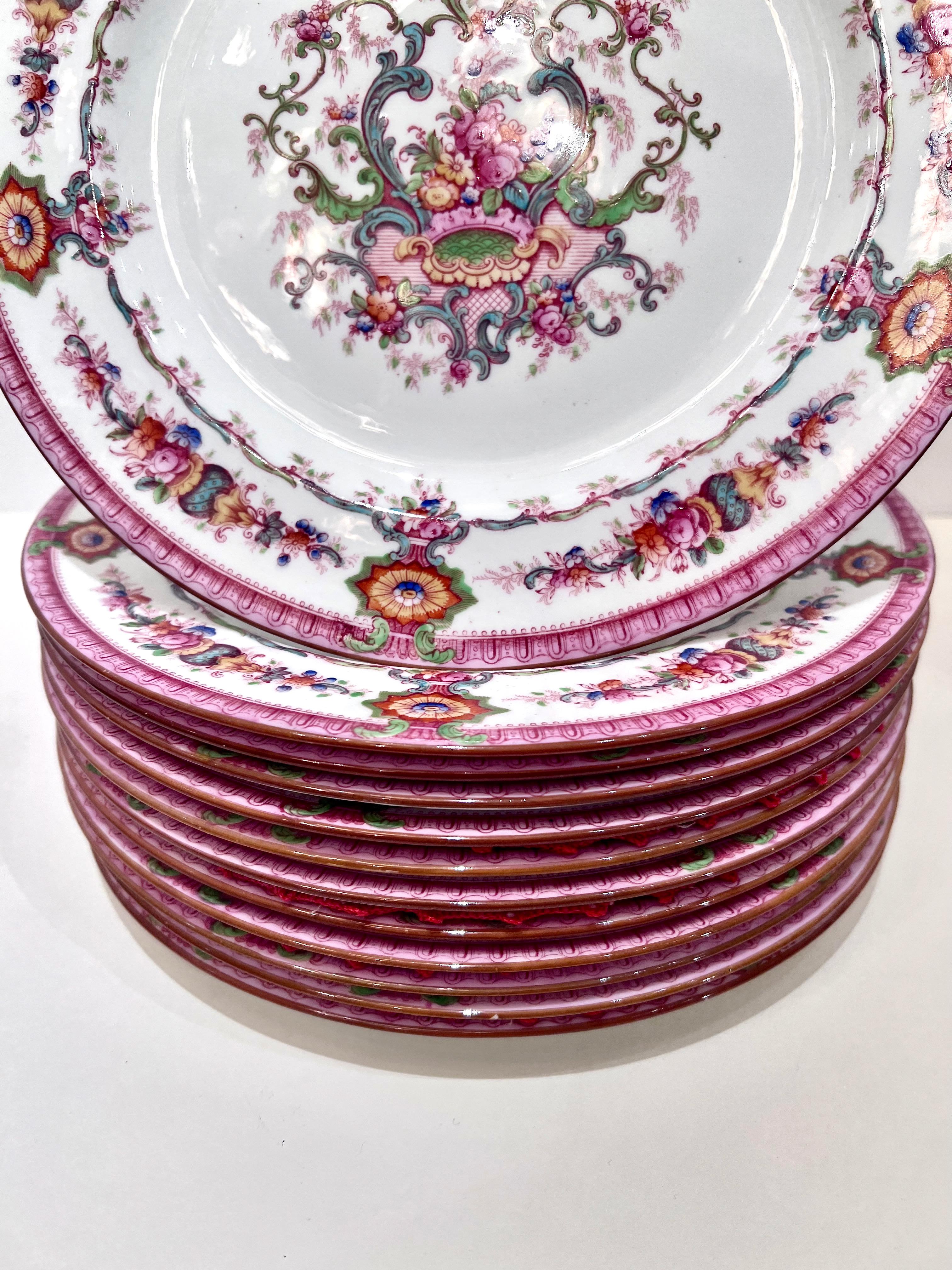Cauldon Dinner Plates, Set of 12 In Good Condition For Sale In Pasadena, CA