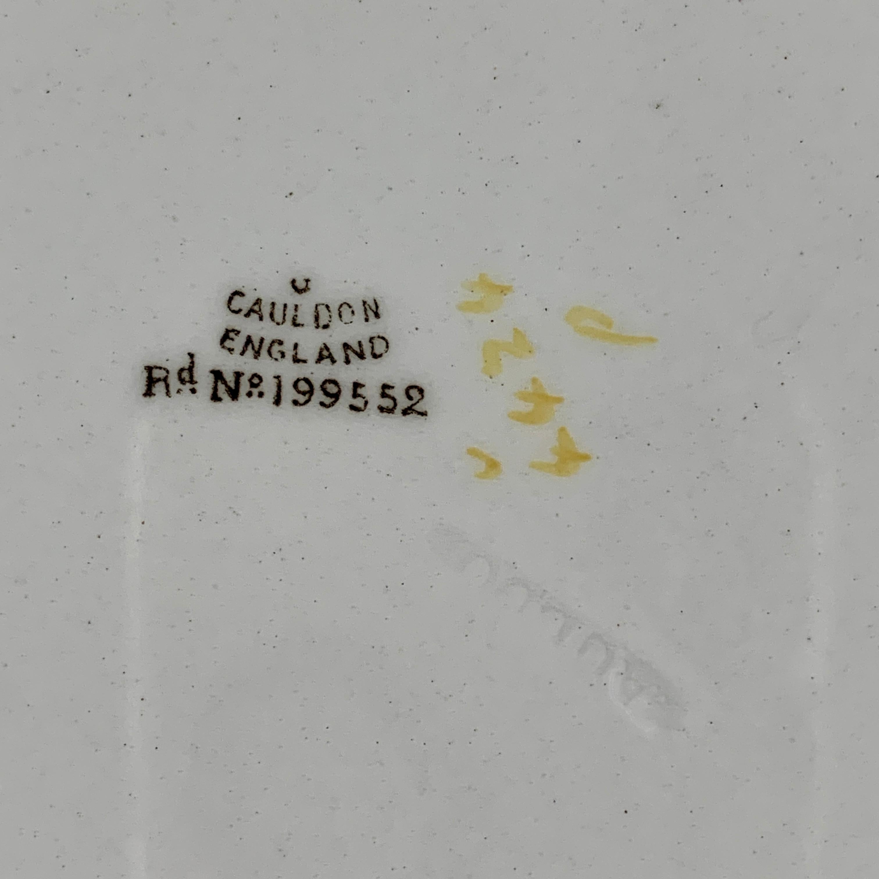 Cauldon English Chinoiserie 'Bird of Paradise' Chintz Transferware Plates, S/4 5
