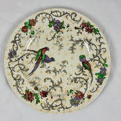 Cauldon English Chinoiserie 'Bird of Paradise' Chintz Transferware Plates, S/4