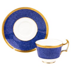 Vintage Cauldon Fine English Porcelain Blue Ground Gilt Tea Cup & Saucer
