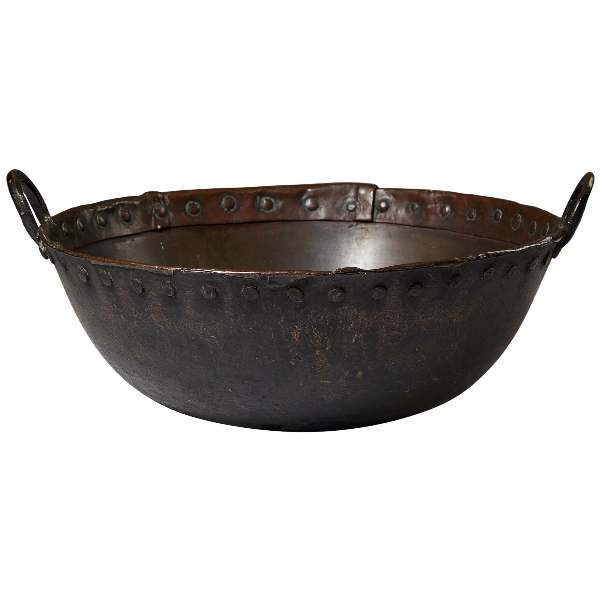 Copper cauldron, anonymous, Sweden, 1880s For Sale