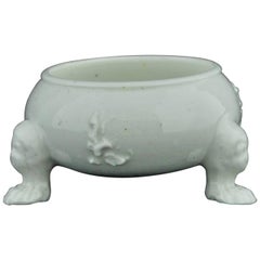Cauldron Salt Cellar, in the White, Bow Porcelain Factory, circa 1752